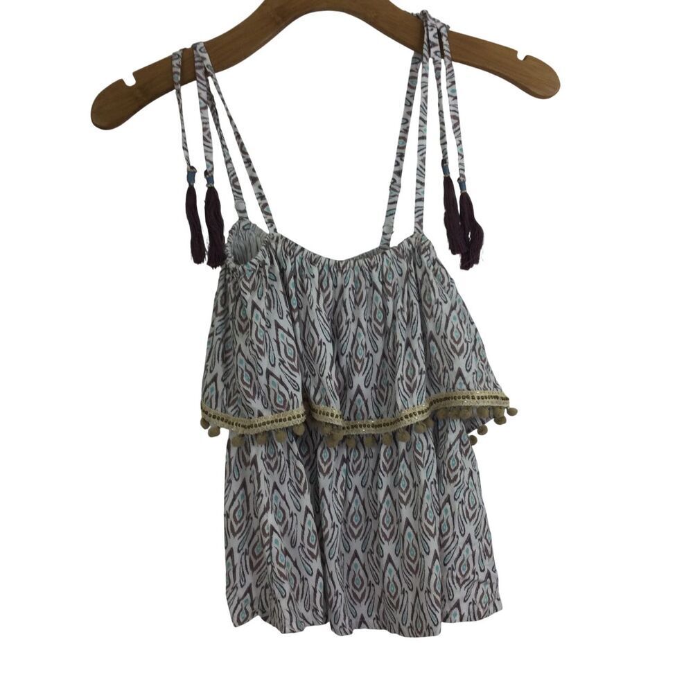 Skemo Girls Kids Borneo Sleeveless Tassel Strap Tube Ruffle Tank Top XL NWT